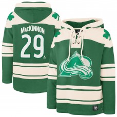 Толстовка Colorado Avalanche Nathan MacKinnon 47 Kelly Green St. Patricks Day Player Name & Number Lacer