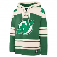 Толстовка New Jersey Devils Jack Hughes 47 Kelly Green St. Patricks Day Player Name & Number Lacer