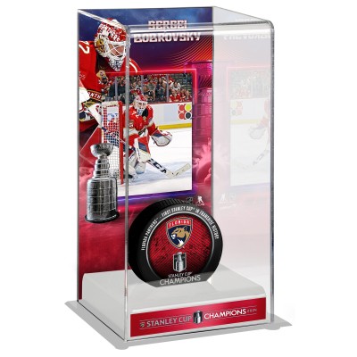 Кейс для шайбы Sergei Bobrovsky Florida Panthers Fanatics Authentic 2024 Stanley Cup Champions Logo Deluxe Tall