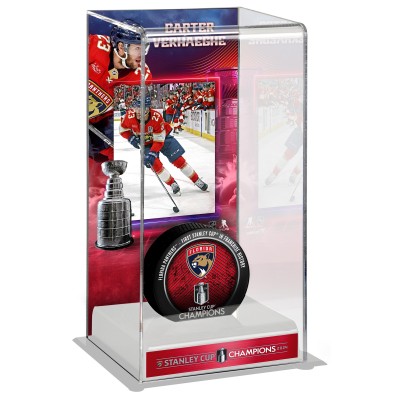 Кейс для шайбы Carter Verhaeghe Florida Panthers Fanatics Authentic 2024 Stanley Cup Champions Logo Deluxe Tall