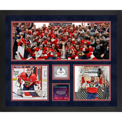 Florida Panthers Fanatics Authentic 2024 Stanley Cup Champions Framed 20 x 24 3-Photograph Collage with Game-Used Ice - Limited Edition of 2024