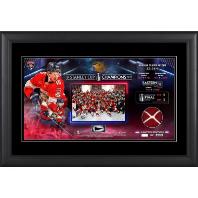Florida Panthers Fanatics Authentic 2024 Stanley Cup Champions Framed 10 x 18 Collage with a Piece of Game-Used Net - Limited Edition of 300