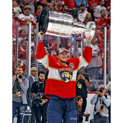 Anton Lundell Florida Panthers Unsigned Fanatics Authentic 2024 Stanley Cup Champions Raising Cup Photograph