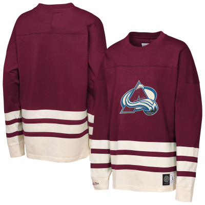 Подростковая Colorado Avalanche Mitchell & Ness Burgundy Chainstitch Heavyweight Long Sleeve Top