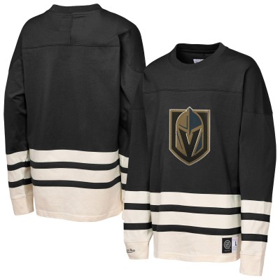 Подростковая Vegas Golden Knights Mitchell & Ness Black Chainstitch Heavyweight Long Sleeve Top