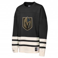 Подростковая Vegas Golden Knights Mitchell & Ness Black Chainstitch Heavyweight Long Sleeve Top