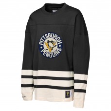Подростковая Pittsburgh Penguins Mitchell & Ness Black Chainstitch Heavyweight Long Sleeve Top