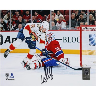 Aleksander Barkov Florida Panthers Autographed Fanatics Authentic 8 x 10 White Jersey Scoring Goal Photograph