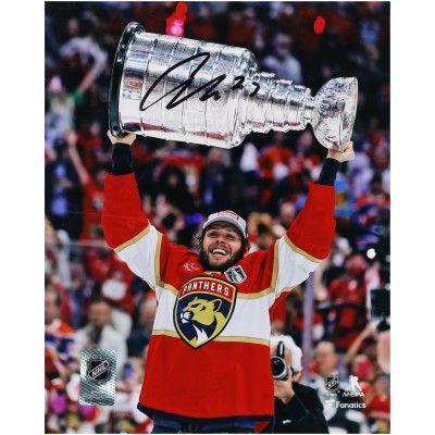 Carter Verhaeghe Florida Panthers Autographed Fanatics Authentic 2024 Stanley Cup Champions 8 x 10 Raising Cup Photograph