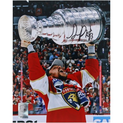 Sam Reinhart Florida Panthers Autographed Fanatics Authentic 2024 Stanley Cup Champions 8 x 10 Raising Cup Photograph