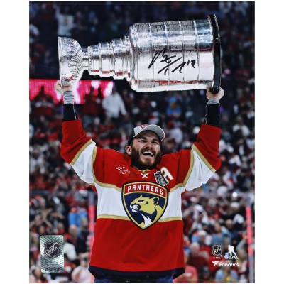 Matthew Tkachuk Florida Panthers Autographed Fanatics Authentic 2024 Stanley Cup Champions 8 x 10 Raising Cup Photograph