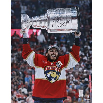 Matthew Tkachuk Florida Panthers Autographed Fanatics Authentic 2024 Stanley Cup Champions 16 x 20 Raising Cup Photograph