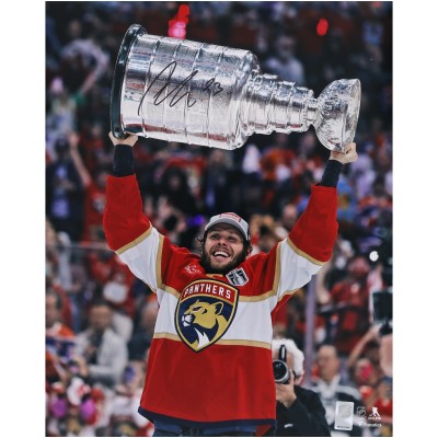 Carter Verhaeghe Florida Panthers Autographed Fanatics Authentic 2024 Stanley Cup Champions 16 x 20 Raising Cup Photograph