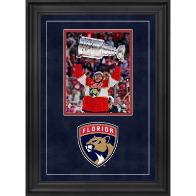 Carter Verhaeghe Florida Panthers Autographed Fanatics Authentic 2024 Stanley Cup Champions Deluxe Framed 8 x 10 Raising Cup Photograph