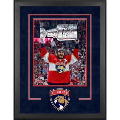 Matthew Tkachuk Florida Panthers Autographed Fanatics Authentic 2024 Stanley Cup Champions Deluxe Framed 16 x 20 Raising Cup Photograph