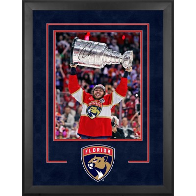 Carter Verhaeghe Florida Panthers Autographed Fanatics Authentic 2024 Stanley Cup Champions Deluxe Framed 16 x 20 Raising Cup Photograph