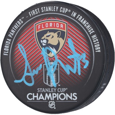 Шайба Sam Reinhart Florida Panthers Autographed Fanatics Authentic 2024 Stanley Cup Champions