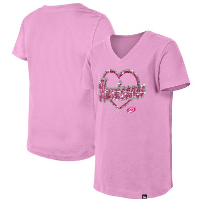 Футболка Подростковая Girls Carolina Hurricanes New Era Pink Flip Sequin V-Neck