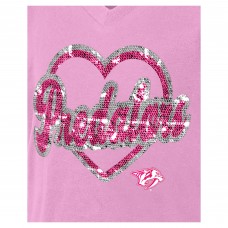 Подростковая Girls Nashville Predators New Era Pink Flip Sequin V-Neck T-Shirt