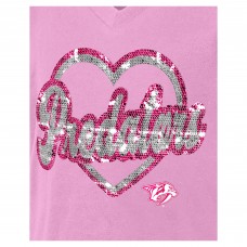 Подростковая Girls Nashville Predators New Era Pink Flip Sequin V-Neck T-Shirt