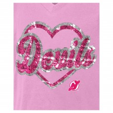 Футболка Подростковая Girls New Jersey Devils New Era Pink Flip Sequin V-Neck