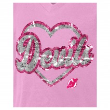 Футболка Подростковая Girls New Jersey Devils New Era Pink Flip Sequin V-Neck