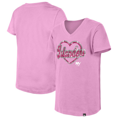 Подростковая Girls New York Islanders New Era Pink Flip Sequin V-Neck T-Shirt