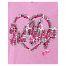 Подростковая Girls Detroit Red Wings New Era Pink Flip Sequin V-Neck T-Shirt