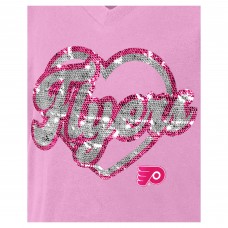 Футболка Girls Philadelphia Flyers New Era Pink Flip Sequin V-Neck