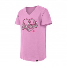 Подростковая Girls Columbus Blue Jackets New Era Pink Flip Sequin V-Neck T-Shirt