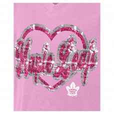 Футболка Подростковая Girls Toronto Maple Leafs New Era Pink Flip Sequin V-Neck