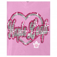 Футболка Подростковая Girls Toronto Maple Leafs New Era Pink Flip Sequin V-Neck