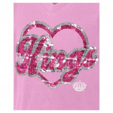Подростковая Girls Los Angeles Kings New Era Pink Flip Sequin V-Neck T-Shirt