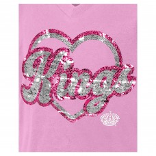 Подростковая Girls Los Angeles Kings New Era Pink Flip Sequin V-Neck T-Shirt