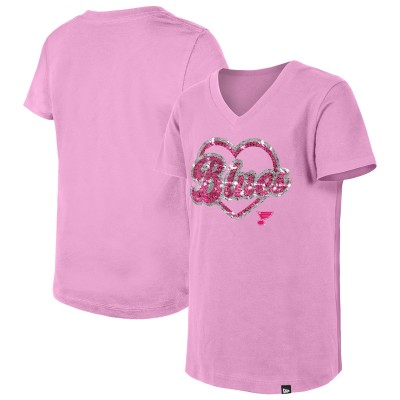 Подростковая Girls St. Louis Blues New Era Pink Flip Sequin V-Neck T-Shirt