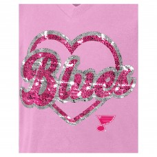 Подростковая Girls St. Louis Blues New Era Pink Flip Sequin V-Neck T-Shirt