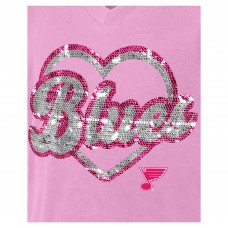 Подростковая Girls St. Louis Blues New Era Pink Flip Sequin V-Neck T-Shirt