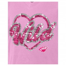 Футболка Подростковая Girls Minnesota Wild New Era Pink Flip Sequin V-Neck