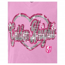 Футболка Подростковая Girls Vegas Golden Knights New Era Pink Flip Sequin V-Neck
