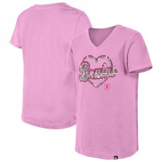 Футболка Girls Youth Boston Bruins New Era Pink Flip Sequin V-Neck
