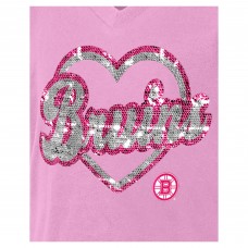 Футболка Girls Youth Boston Bruins New Era Pink Flip Sequin V-Neck