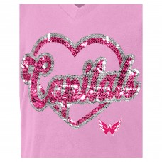 Футболка Girls Youth Washington Capitals New Era Pink Flip Sequin V-Neck