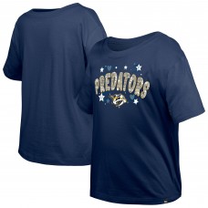 Подростковая Girls Nashville Predators New Era Navy Flip Sequin T-Shirt