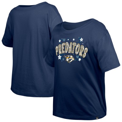 Подростковая Girls Nashville Predators New Era Navy Flip Sequin T-Shirt