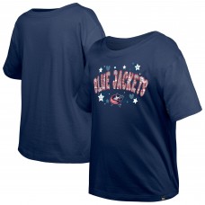 Подростковая Girls Columbus Blue Jackets New Era Navy Flip Sequin T-Shirt