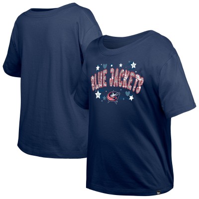 Подростковая Girls Columbus Blue Jackets New Era Navy Flip Sequin T-Shirt