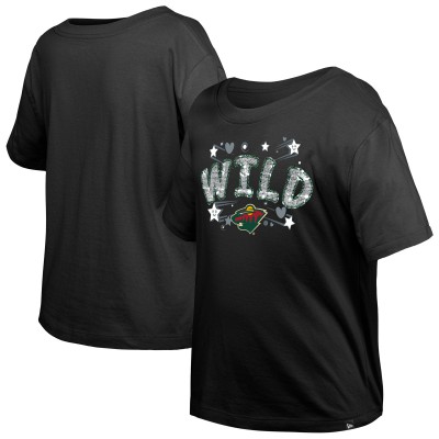 Футболка Подростковая Girls Minnesota Wild New Era Black Flip Sequin