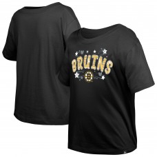 Футболка Girls Youth Boston Bruins New Era Black Flip Sequin