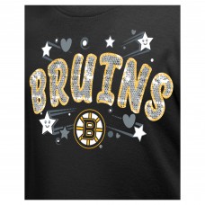 Футболка Girls Youth Boston Bruins New Era Black Flip Sequin