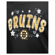 Футболка Girls Youth Boston Bruins New Era Black Flip Sequin